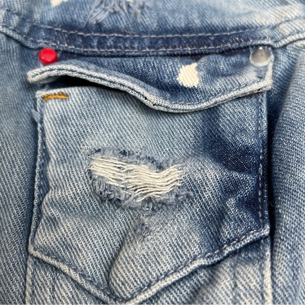 BERSHKA denim distressed vest with spikes beading, size S - Picture 8 of 16